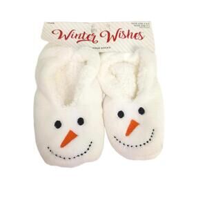 Winter Wishes Snowmen Children Slipper Socks Shoe Size 9-1 New with Tags